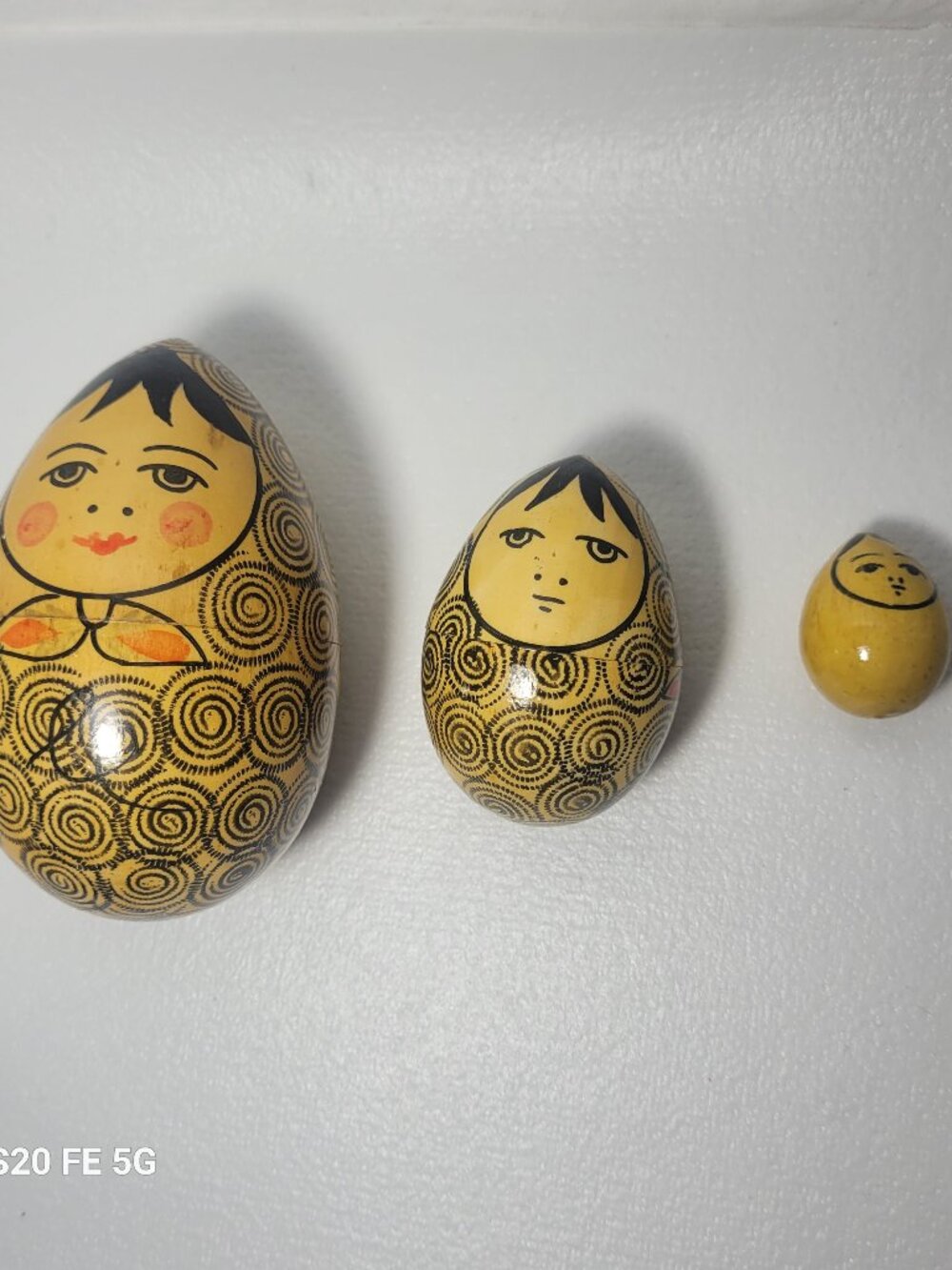 Russian Easter EGG Shape Matryoshka Lacquer Wood Stacking Nesting Doll 3 Piece